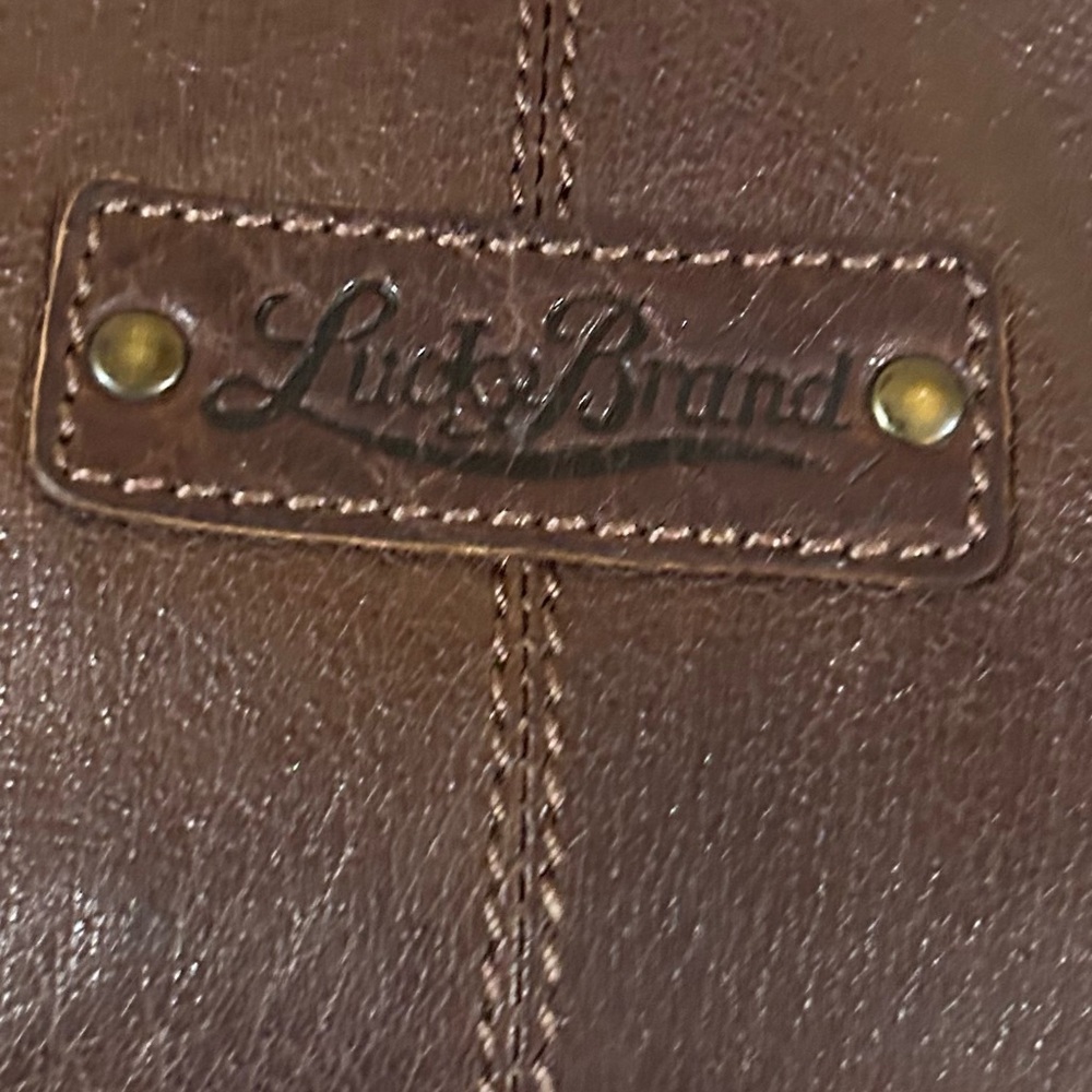 Lucky Brand Brown Leather patchwork Pattern shoul… - image 6